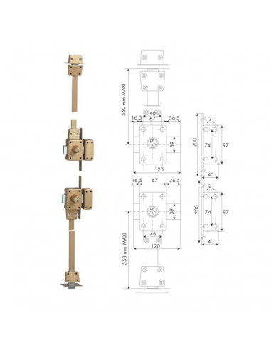 Paire De Verrous A Double entrée 4 Points Iseo Zenith