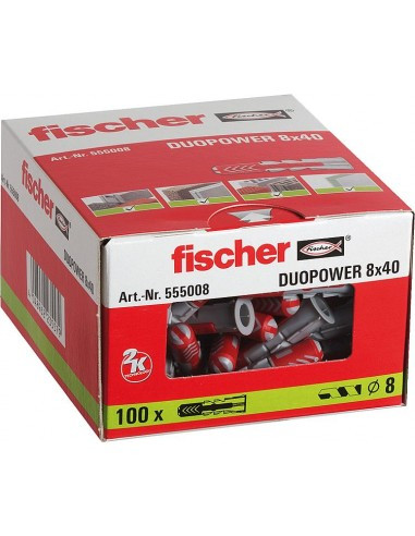 Boite Cheville Bi-Matière Duopower 8 X 40 Fischer Sans Vis-100/Bte